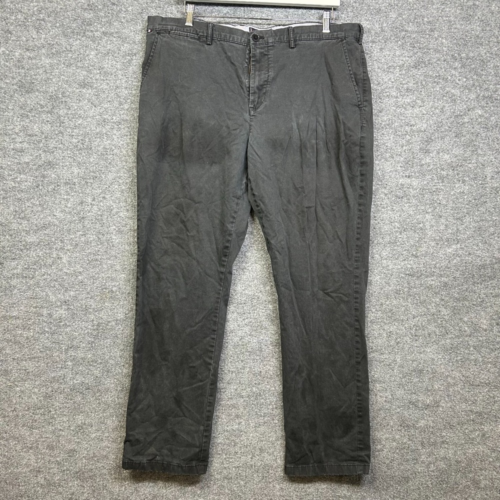Tommy Hilfiger Straight Fit Pants Men's Black Stretch Mid Rise Classic - 40X32